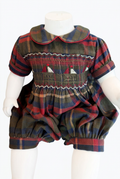 Barboteuse bébé mixte en tartan, motif petits bateaux