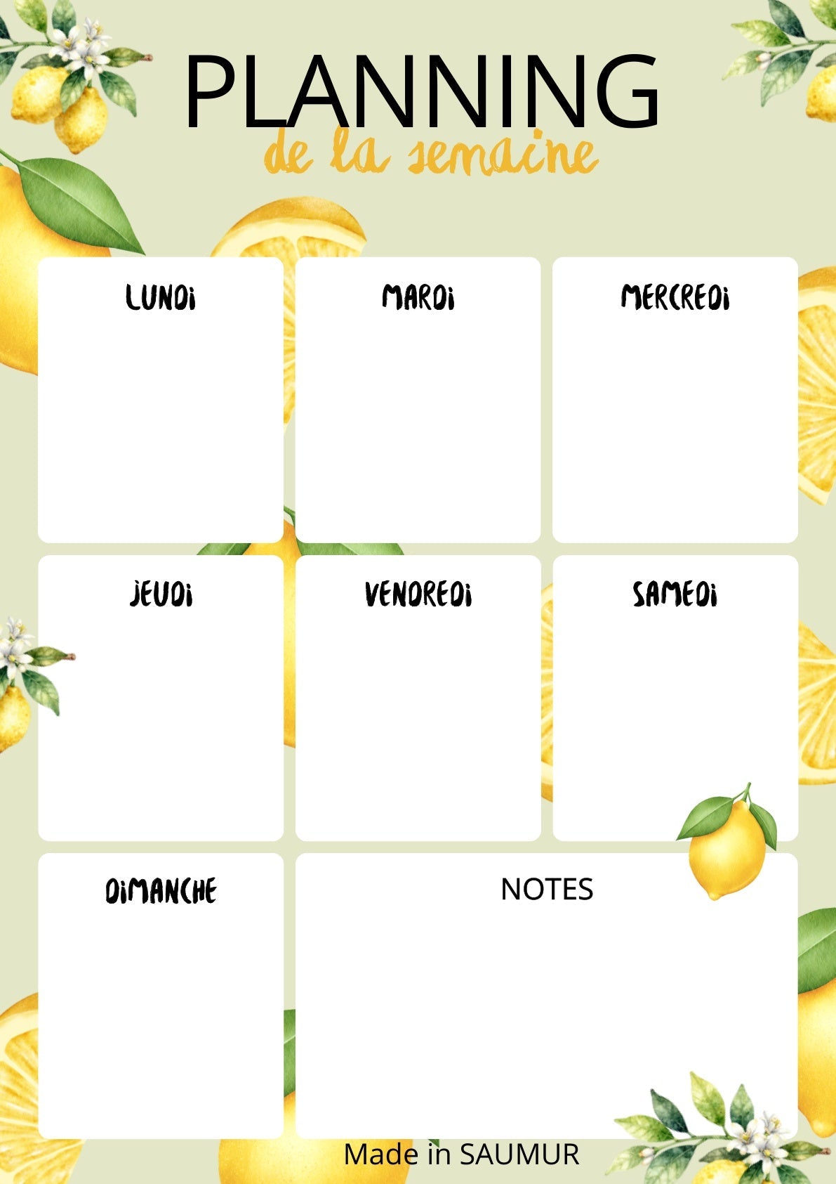 Planning Hebdomadaire à imprimer.