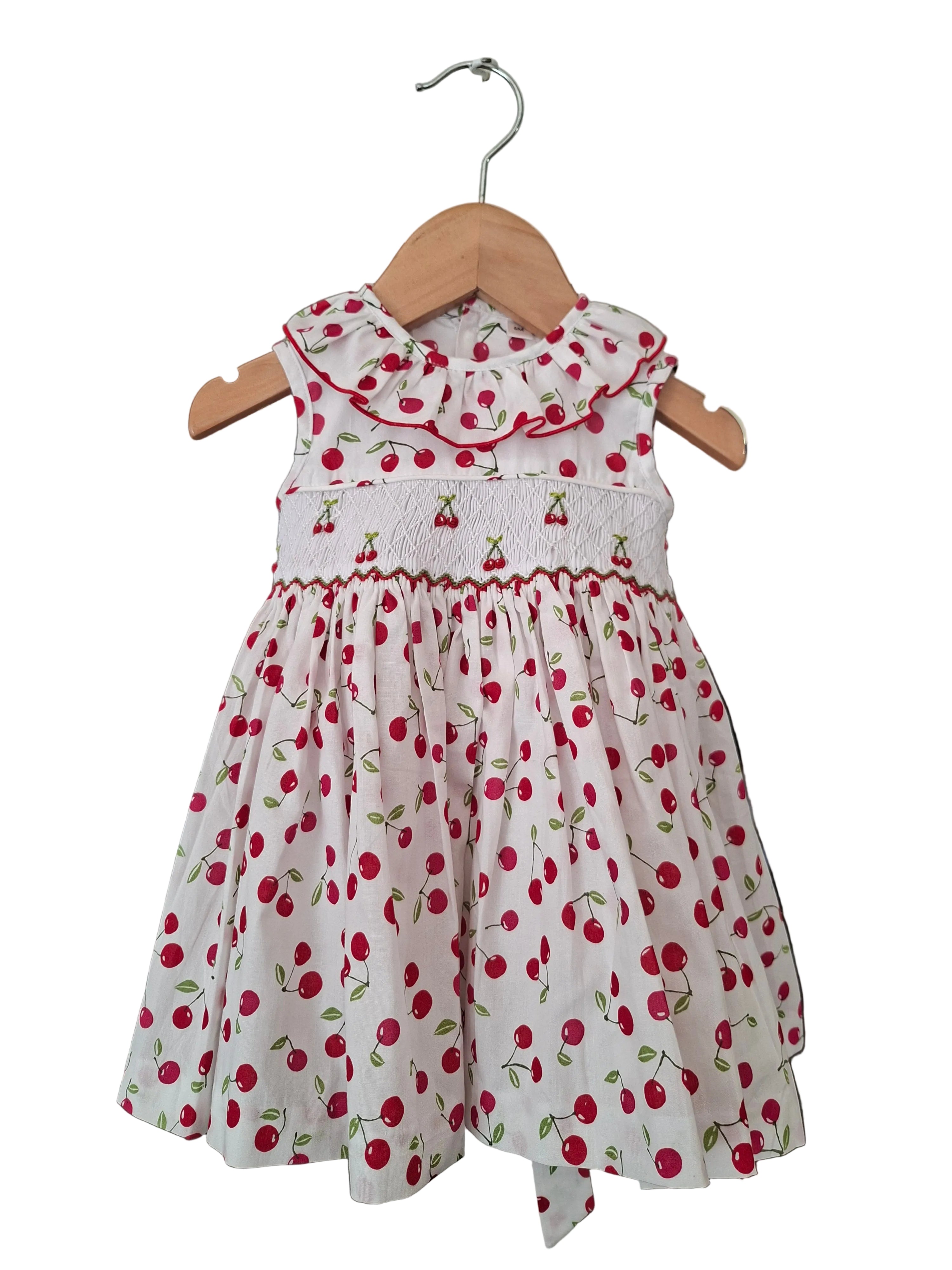 Robe à smocks Cerises, doublée
