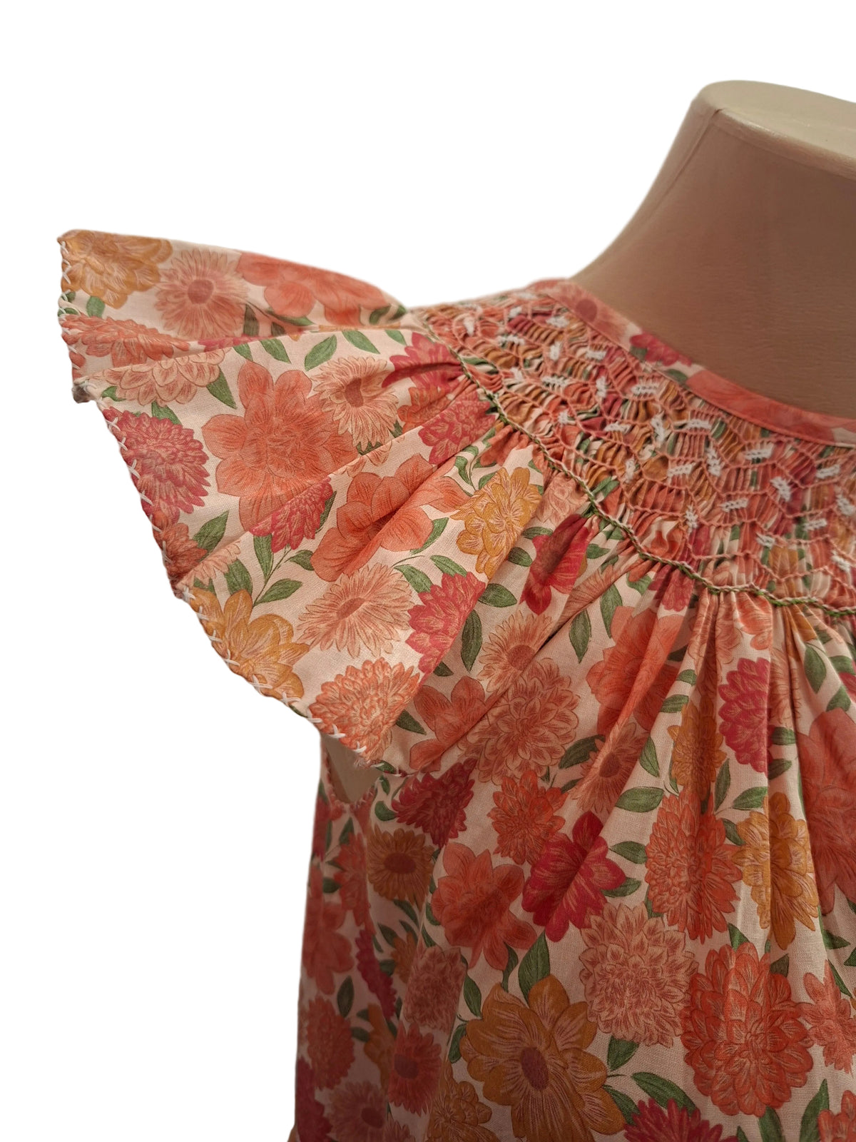 robe orange pivoine vu manches