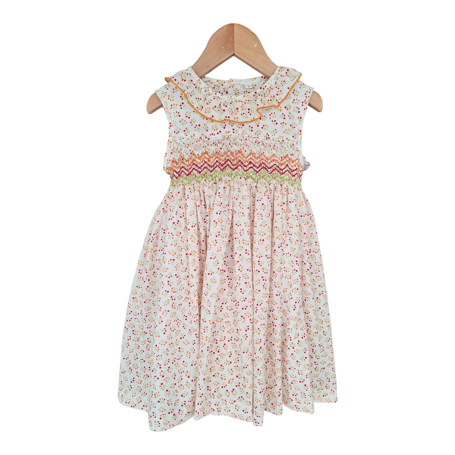 Robe à smocks printemps été. Pièce unique de 3 ans