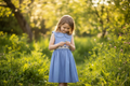 Smocked dress with blue polka dots
