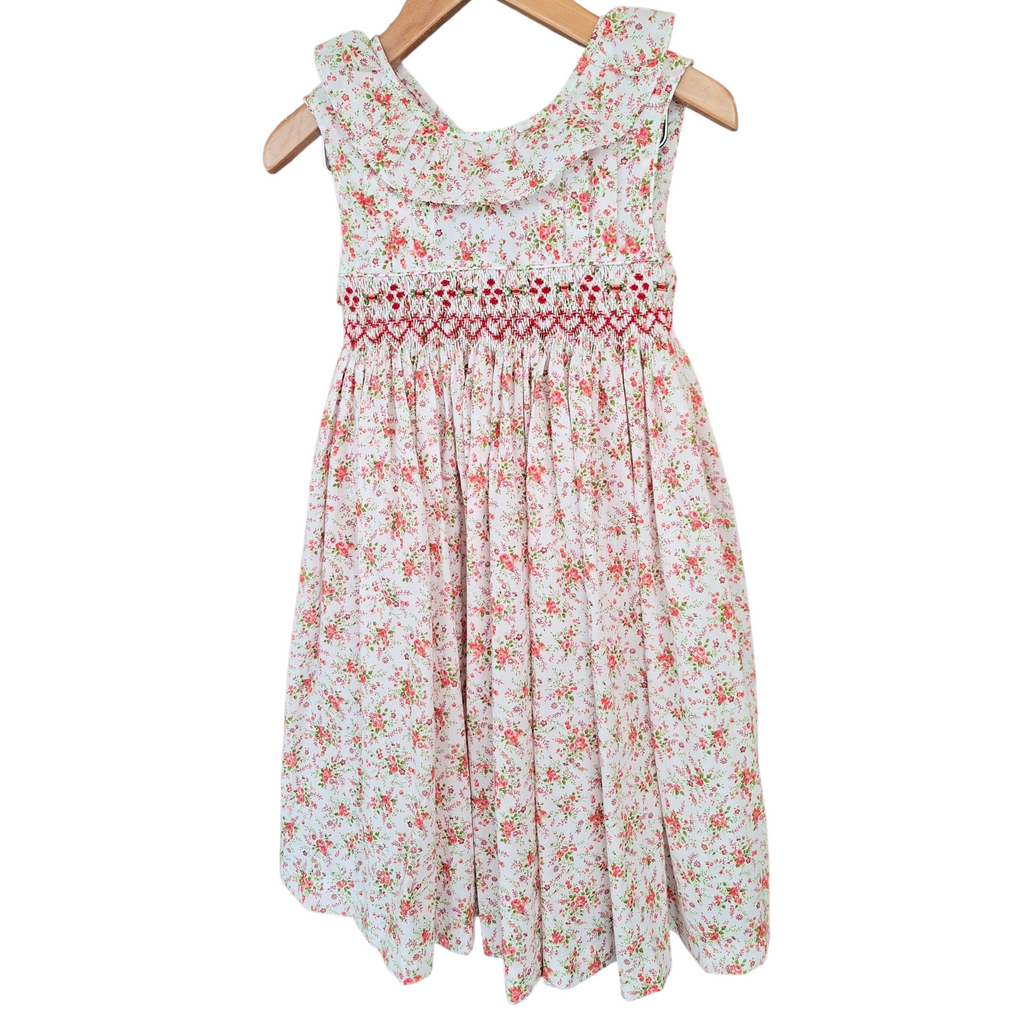 Robe à smocks fleurie doublée. Pièce unique 8 ans