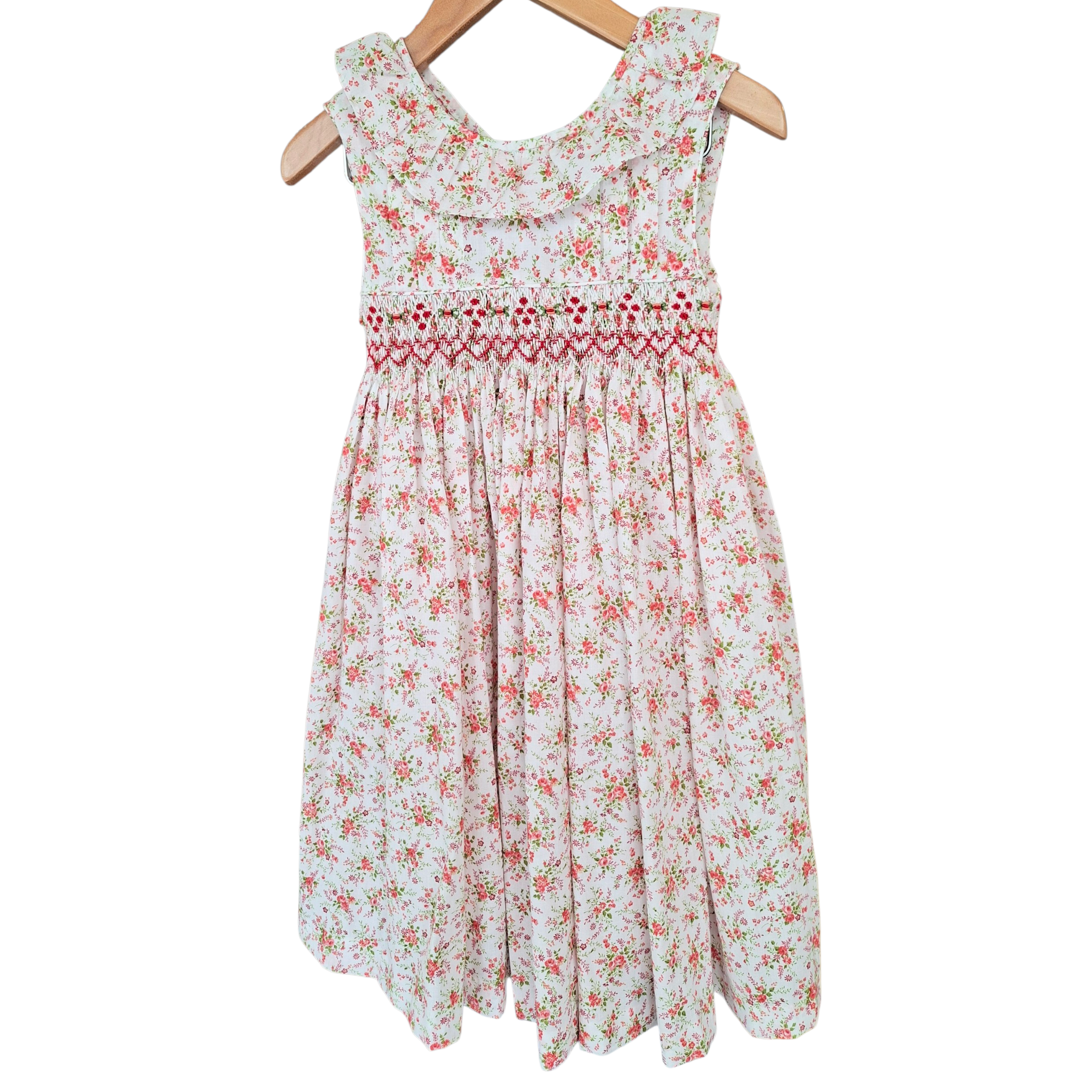 Robe de printemps / été, smockée à Fleurs.