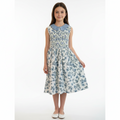 Robe à smocks bleu Fleurie