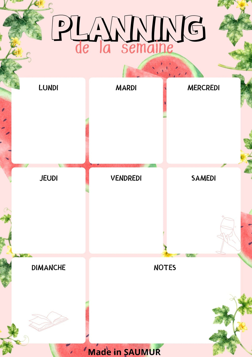 Planning Hebdomadaire à imprimer.