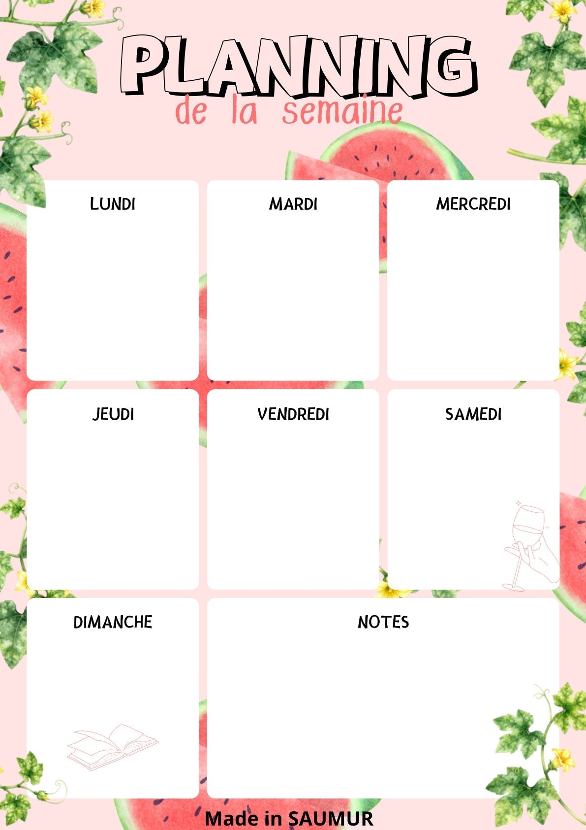 Planning Hebdomadaire à imprimer.