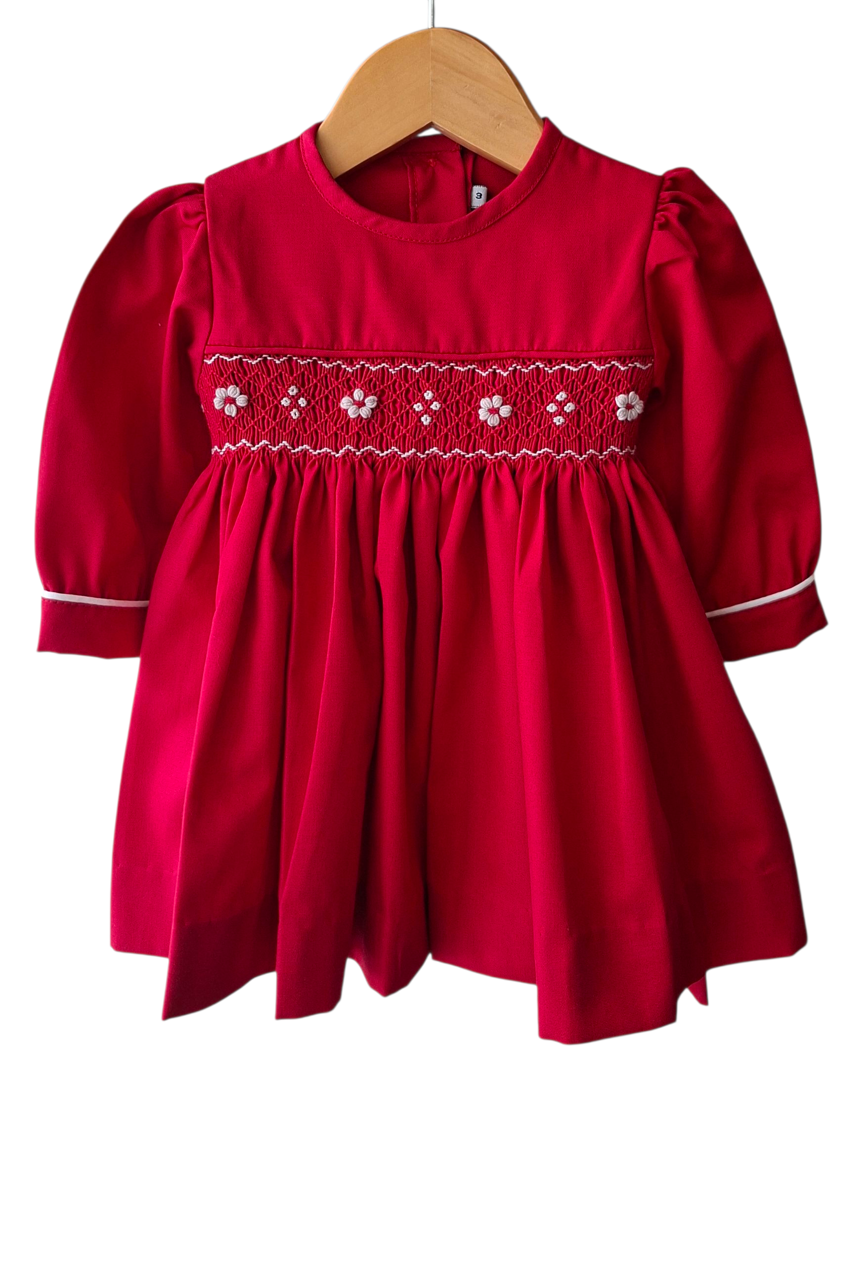 Red smocked dress. Winter dress. Baby Christmas dress