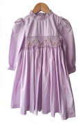 Robe fille lilas à smocks fleuris
