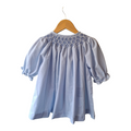 Blouse fille smockée bleu rayée