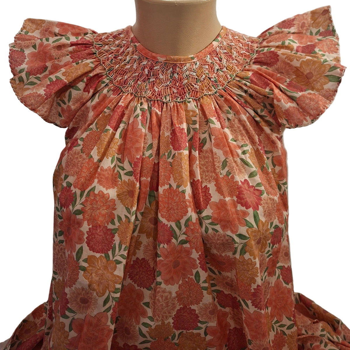 robe orange pivoine détails