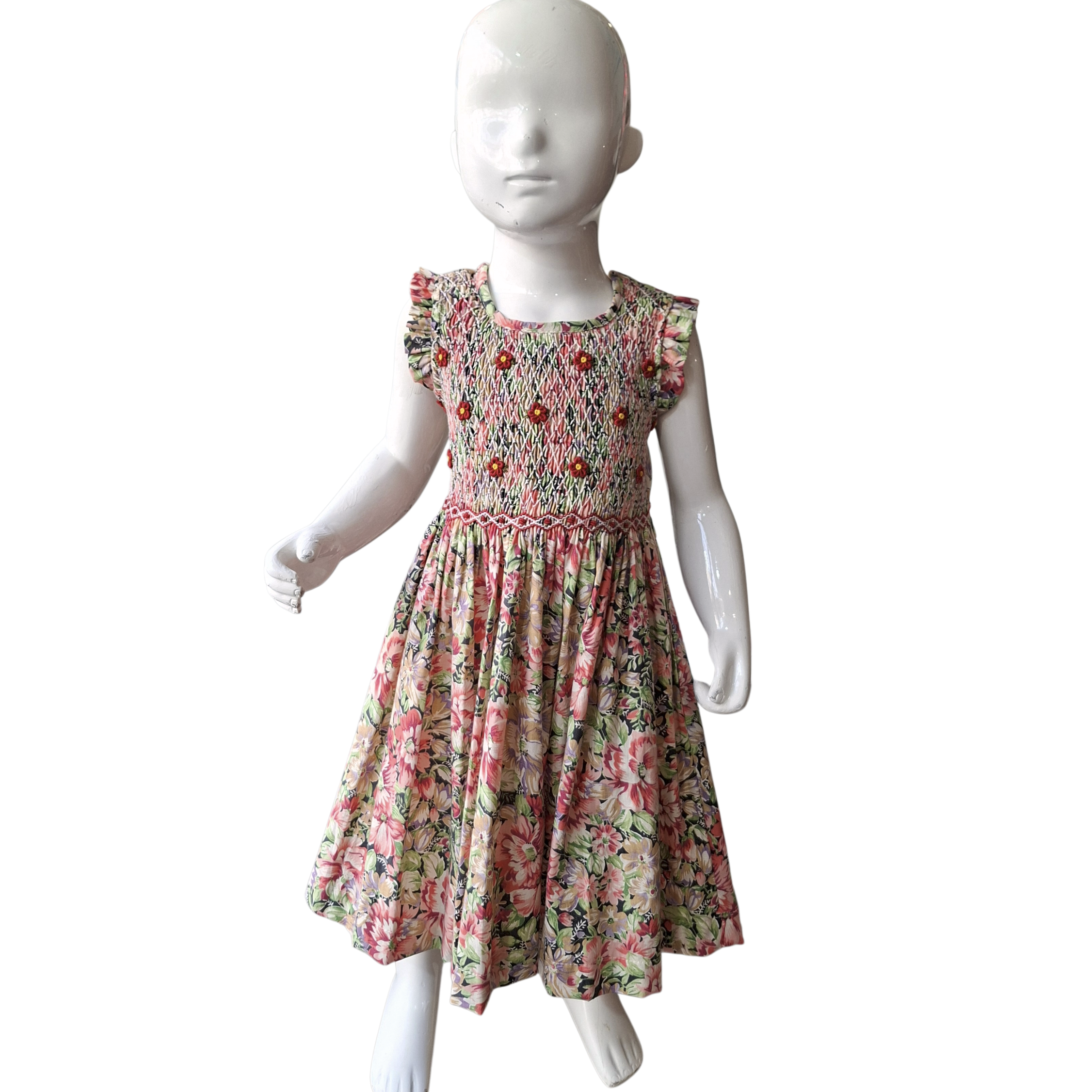 Robe à smocks fleurie. 2 ans et 4 ans