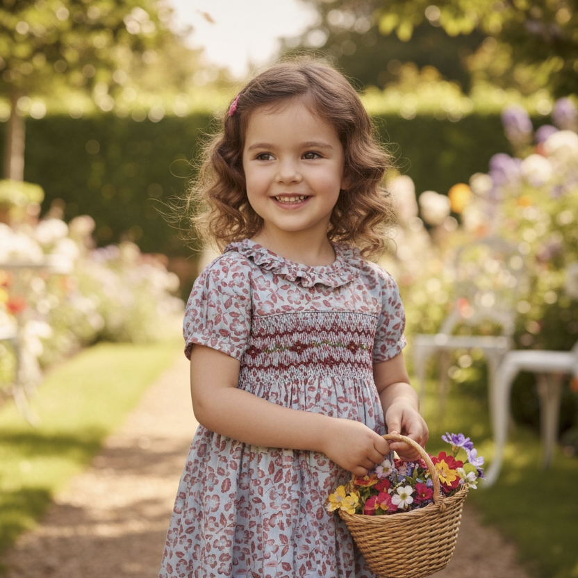 Robe à smocks fleuri